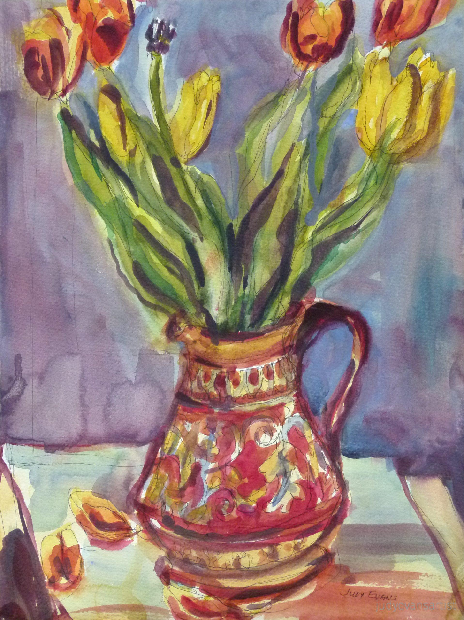 Italian Jug With Tulips